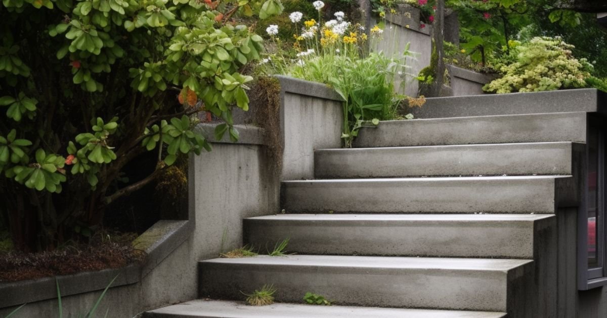 rain resistant sand finished concrete steps